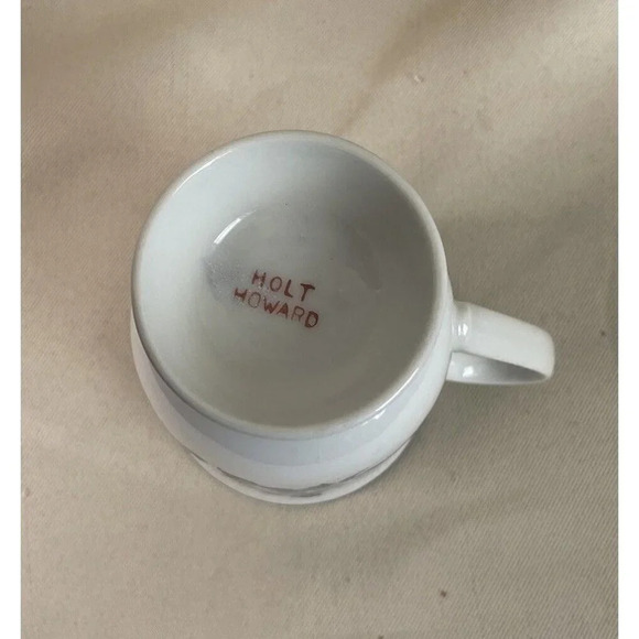 Holt Howard Pedestal Footed Cups Mugs Blue Ivy Leaves Japan Set Of 2 Vintage MCM - Picture 8 of 8